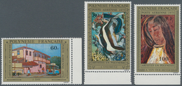 Französisch-Polynesien: 1975, Paintings From Polynesian Artists Part Set Of Three Incl. 60fr. Street - Briefe U. Dokumente