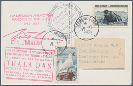 Französische Gebiete In Der Antarktis: 1957/1976, Lot Of Seven Covers/cards With Attractive Franking - Storia Postale