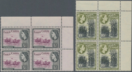 Goldküste: 1954, QEII Definitives 5s. 'Surfboats' And 10s. 'Forest' In A Lot With 42 Stamps Each In - Goudkust (...-1957)
