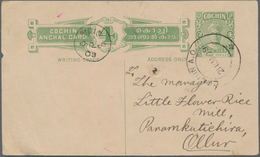 Indien - Feudalstaaten - Cochin: COCHIN 1917-1948: Collection Of About 60 Postal Stationery Cards An - Autres & Non Classés