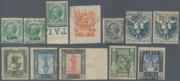 Italienisch-Libyen: 1912/1926, Mint And Used Lot Of Twelve Stamps Incl. Varieties, E.g. Double Overp - Libya