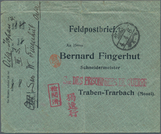 Lagerpost Tsingtau: Oita, 1915/17, Covers (3, Inc. Use-up Of German Field Posts Envelope) And Ppc (2 - China (offices)