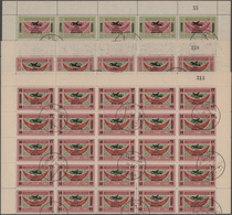 Jemen: 1954, Provisionals, Stock Of The Overprint "airplane, Year Dates And Currency", Eight Differe - Yémen