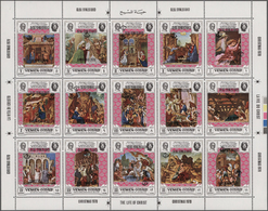 Jemen - Königreich: 1969, Life Of Christ (paintings), Two Sheetlets With Different 15 Stamps Each Sh - Yémen