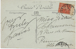 1918 - SEMEUSE TYPE 1C PAPIER GC ! ISSU DE CARNET RARE Sur CARTE POSTALE 5 MOTS De BAR LE DUC (MEUSE) => RENNES - 1906-38 Sower - Cameo