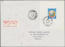 Laos: 1976, 1st Anniversary Of People's Republic, Group Of Nine Covers: Imperf. Set On Cacheted F.d. - Laos
