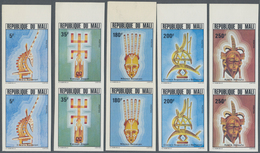 Mali: 1982, Masks Complete Set Of Five In A Lot With 20 IMPERFORATE Sets On Thicker Ungummed Paper M - Malí (1959-...)