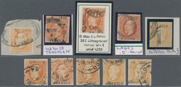 Mexiko: 1866, 17 Cancelled Stamps 25 C. Maximilian, Lithography, Incl. Postmarks Of Lagos, Colima, O - México