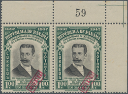 Panama: 1956, "MUESTRA" Overprints For Philatelic Exhibition New York (red Or Violet Boxed Ovp.), As - Panamá