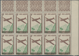 Reunion: 1938, Airmail Issue 'airplane Over Mountains' (12.65fr.) Brown/green With MISSING DENOMINAT - Used Stamps