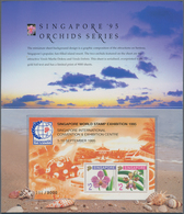 Singapur: 1995 Singapore 'Orchids' Miniature Sheet With Background In Orange, 300 EXAMPLES Each In R - Singapur (...-1959)
