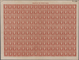 Spanisch-Westindien: 1857, Queen Isabella Without Watermark, 2r. Red, Complete Sheet "N 1,186." Of 1 - Aguera