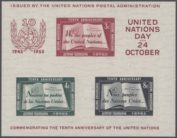 Vereinte Nationen - New York: 1955, 10 Years Of United Nations, 25 Copies Of Each Typ I And II Mint - Other & Unclassified