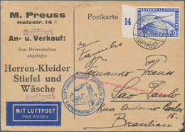 Zeppelinpost Deutschland: 1928-39, Kleine Sammlung Von 23 Zeppelinbelegen Mit Einigen Interessanten - Airmail & Zeppelin