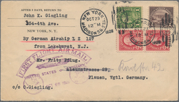 Zeppelinpost Übersee: 1923/36, Zeppelin Mails (9) From The US, Mostly To Saxony/Germany. - Zeppelins