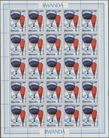 Thematik: Ballon-Luftfahrt / Balloon-aviation: 1984, Rwanda, 50fr. "Balloon Piccard/Kipfer 1931", Ac - Árboles