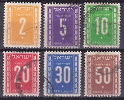 ISRAEL 1949 Postage Due Stamps Complete Used Set SG D 27 / 32 - Timbres-taxe