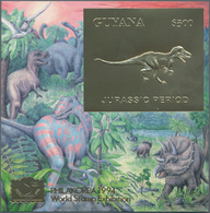 Thematik: Tiere-Dinosaurier / Animals-dinosaur: 1993/1994, Guyana, Dinosaurs (Gold+Silver Issues), S - Prehistorics
