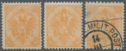 Bosnien Und Herzegowina: 1900, Definitives "Double Eagle", 40h. Orange, Specialised Assortment Of 17 - Bosnie-Herzegovine