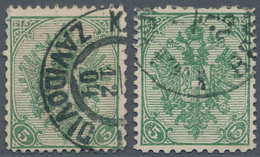 Bosnien Und Herzegowina: 1900, Definitives "Double Eagle", 5h. Green, Specialised Assortment Of 16 S - Bosnië En Herzegovina