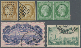 Frankreich: 1850/1935, Lot Of Six Used Stamps, E.g. Two Copies 1850 10c. Bistre (signed Calves Resp. - Verzamelingen