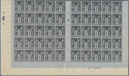 Frankreich: 1877, Type Sage, 1c. Black On Bluish, Lot Of 231 Stamps Within Multiples (incl. Gutters - Verzamelingen