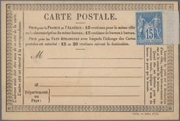 Frankreich: 1877/78 Approx. 20 Precursor Cards (cartes Précuseurs), Some Errors In The Print Data (m - Sammlungen