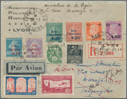 Frankreich: 1920/1949, Lot Of Six Philatelic Covers, E.g. 1931 Registered Airmail Cover To East Afri - Collections