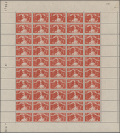 Frankreich: 1935, 50c.+2fr. "Musica", (folded) Sheet Of 50 Stamps, Mint Never Hinged. Maury 308 (50) - Collections