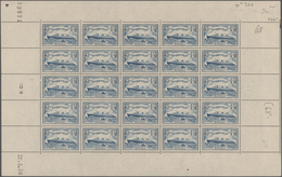 Frankreich: 1936, Steamer "Normandie" 1.50fr. Light Blue, Sheet Of 25 Stamps, Mint Never Hinged (sli - Verzamelingen