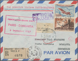 Frankreich: 1950/1959, FIRST AND SPECIAL FLIGHTS, Lot Of 63 Airmail Covers/cards Bearing Attractive - Collections