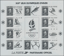 Frankreich: 1992, Winter OLYMPICS Albertville Lot Of 12 IMPERFORATE BLACKPRINTS Of The Miniature She - Collections