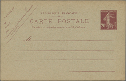 Frankreich - Ganzsachen: 1907/28 Approx. 100 Unused And Used Postal Stationery Postcards, All Type S - Andere & Zonder Classificatie