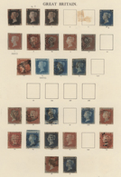 Großbritannien: 1840-1930 Ca.: Collection Of Mint And Used Stamps On Old Album Leaves, Starting With - Other & Unclassified
