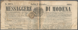 Italien - Altitalienische Staaten: Toscana - Zeitungsstempel: 1855/6: 2 Soldi "Bollo Straordinario P - Toscane