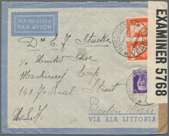 Italien: 1940/1946, Approx. 70 Covers From Italy To USA, Mostly Sent By Airmail. You Will Find High - Colecciones