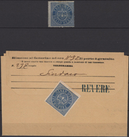 Italien - Verrechnungsmarken: 1874, 10c. Bistre (Mi./Sass.no 1) On Piece 1.8.1885 Plus Imperf. Prova - Fiscale Zegels