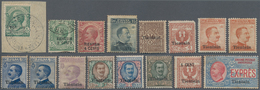 Italienische Post In China: 1917/1918, Tientsin, Petty Collection Of 16 Stamps Incl. Sass. Nos. 1 (2 - Tientsin