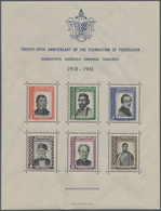 Jugoslawien: 1937/1943, Lot Of Souvenir Sheets: 1937 Stamp Exhibtion (17) And 1943 25th Anniversary - Brieven En Documenten