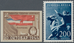 Jugoslawien: 1945/1956, Mainly U/m Assortment Of Apprx. 50 Stamps And Ten Souvenir Sheets, Incl. 194 - Lettres & Documents