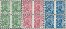 Liechtenstein: 1912/1936, Kleines Lot Mit MiNr. 1/3 X In 4er-Blocks (eine Marke Mit Erstfalz, Die An - Verzamelingen