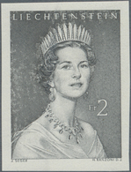 Liechtenstein: 1960, 2 Fr. Fürstin Gina, Ungezähnter Probedruck Grauschwarz, 12 Exemplare Postfrisch - Lotes/Colecciones