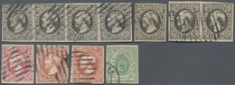 Luxemburg: 1852/1859, Selected Lot Of Eleven Values, Incl. 1852/1859 10c. Single Stamp, Horizontal P - Autres & Non Classés