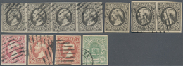 Luxemburg: 1852/1859, Selected Lot Of Eleven Values, Incl. 1852/1859 10c. Single Stamp, Horizontal P - Sonstige & Ohne Zuordnung