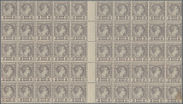 Monaco: 1885, Definitives Charles, 2c. Violet-grey, Gutter Block Of 50 Stamps, Mint Never Hinged, Lo - Neufs
