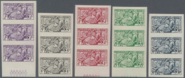 Monaco: 1951, Visiting Card Stamps Complete Set Of Five Each In Four IMPERFORATE Blocks Of 25 Incl. - Ongebruikt