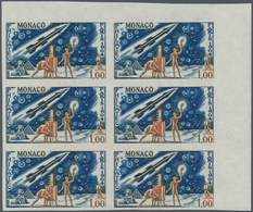 Monaco: 1964, International Stamp Exhibition PHILATEC Paris 1.00fr. 'Rocket' In A Lot With 60 IMPERF - Unused Stamps