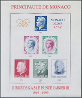 Monaco: 1999, 4,57 €, 50 YEARS REGENCY OF PRINCE RAINER, 2000 Copies Of This Souvenir Sheet MNH. Mic - Nuevos