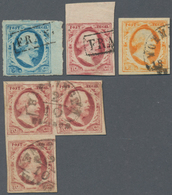 Niederlande: 1852, Definitives Willem (1st Issue), A Splendid Lot Of Six Used Stamps: 5c. Blue, 10c. - Otros & Sin Clasificación