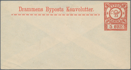 Norwegen - Ganzsachen: 1875 (ca.), Six Unused Postal Stationery Envelopes Of The Private Townpost Of - Enteros Postales